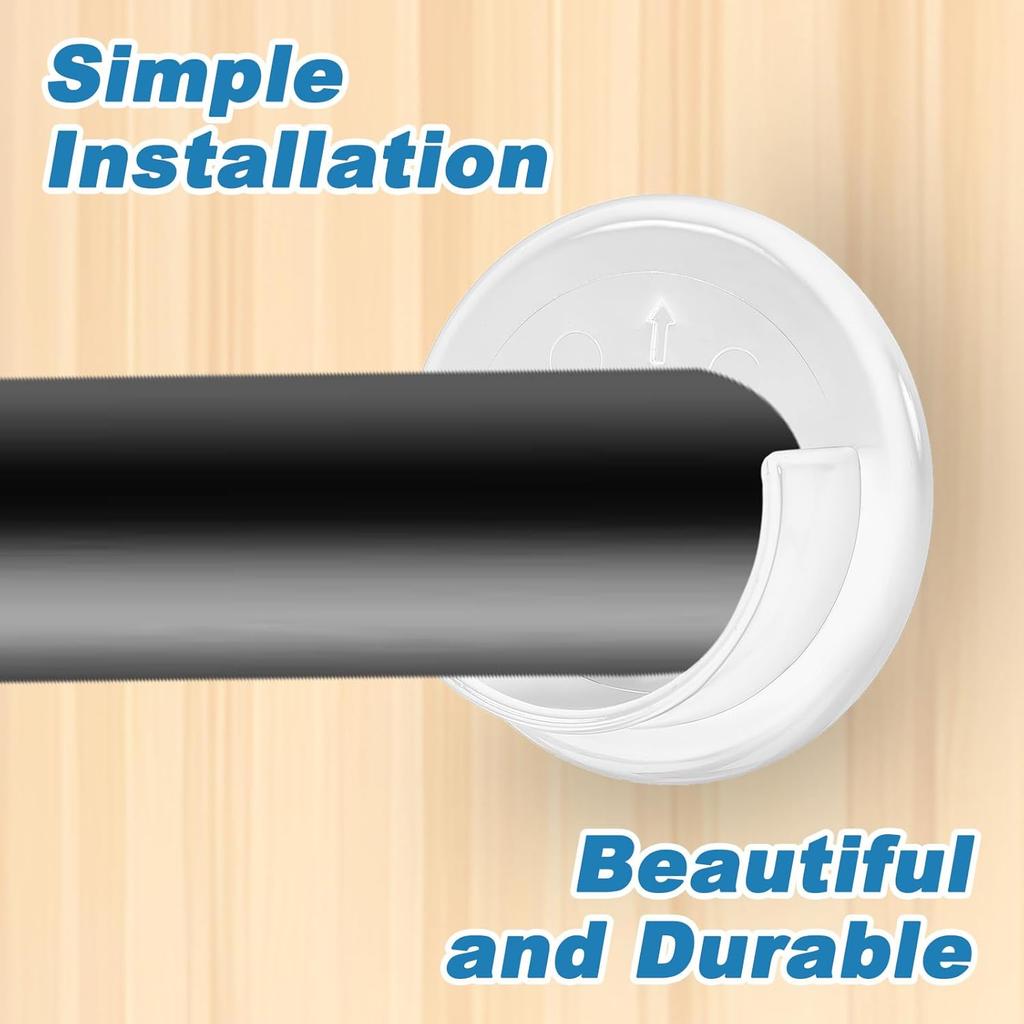 10pcs Closet Rod Holders, Plastic Closet Pole Socket Fits 1-3/8” Diameter Rods, Closets Rod Support Bracket with Screws for Home and Store (White)