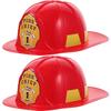 2 Pcs Role Playing Game Red Fireman Hat Firefighter Costume Accessory Pvc Plastic Material Party Favors Child