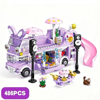 486 PZ Pezzi Amici Ragazza Autobus Stella Coniglio a Due Piani Blocchi Costruzioni Giocattoli Mattoncini STEM Figure Fiore Giocattoli Giorno di Natale Ragazze
