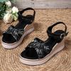 Fashion Vintage Print Wedges Sandals for Women Summer Ankle Buckle Platform Sandles Woman Comfort Non Slip Plus Size Casual Sandalias