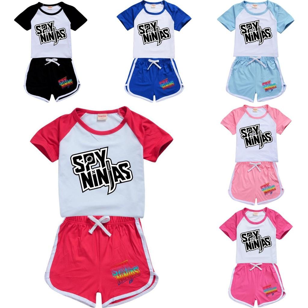 Spy Ninjas Letter Print Kids Tracksuit With Cotton And Polyester For Summer Play And Sports