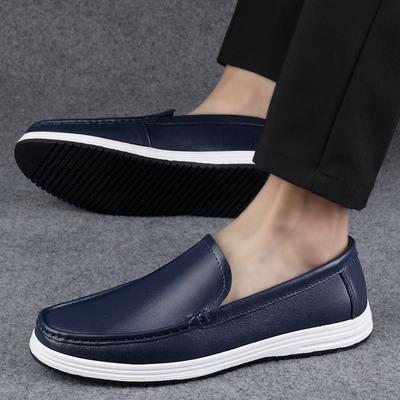 Summer Men's Hollow Out Breathable Genuine Leather Casual Shoes Luxury Business Loafers Commuting Punching Leather Driving Shoes