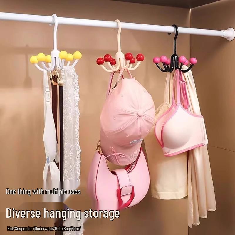 Dopamine Six-Claw Rotating Hook Rack: No-Punch Storage for Bags, Hats, and Underwear