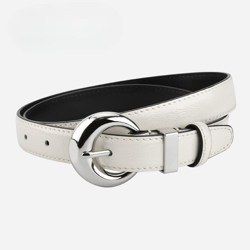 Korean Lacquered Belt for Women's Top Layer Cowhide Simple and Fashionable Versatile Jeans Decorative High-end Women's Belt