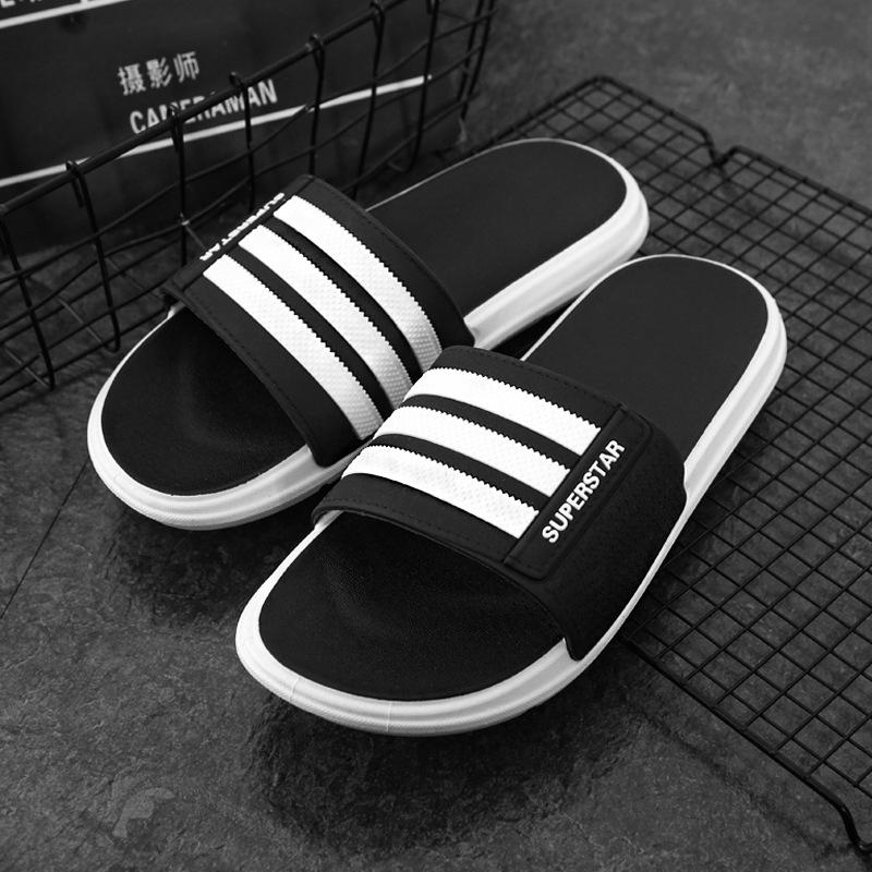 

New thick-bottomed summer casual high-value home slippers home non-slip outer wear men s drag 40-41 three stripes men's shoes