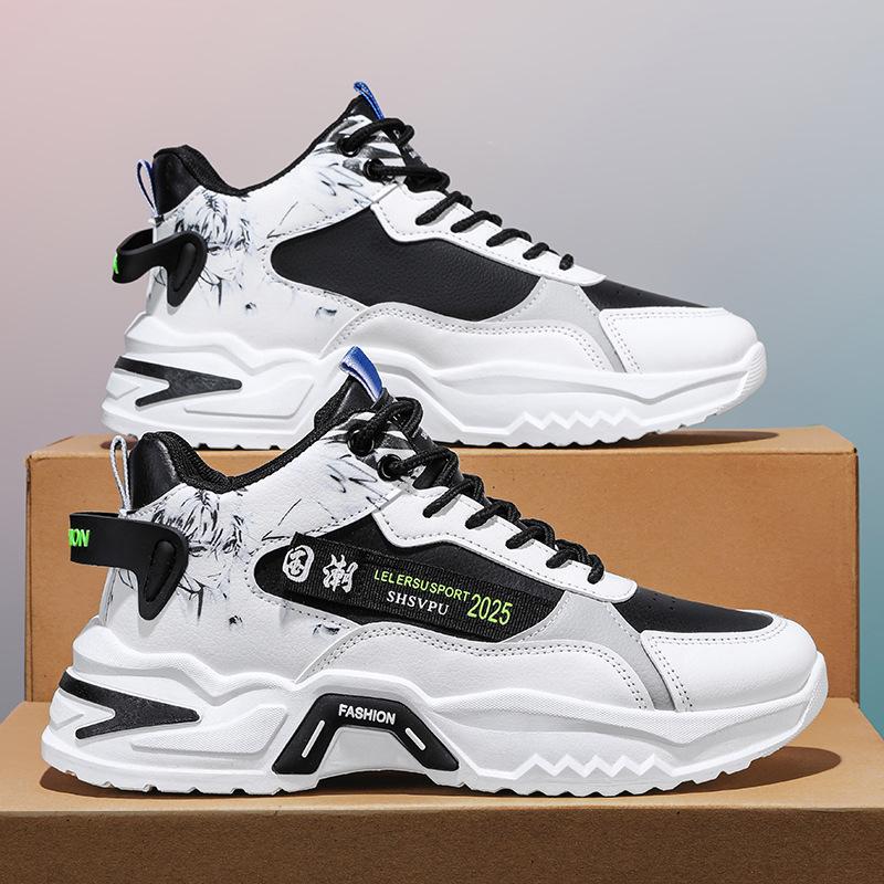 Autumn Men's Shoes 2025 New Youth Leisure Sports Platform Running Height Increase Wear-resistant Students Middle Help Dad Shoes