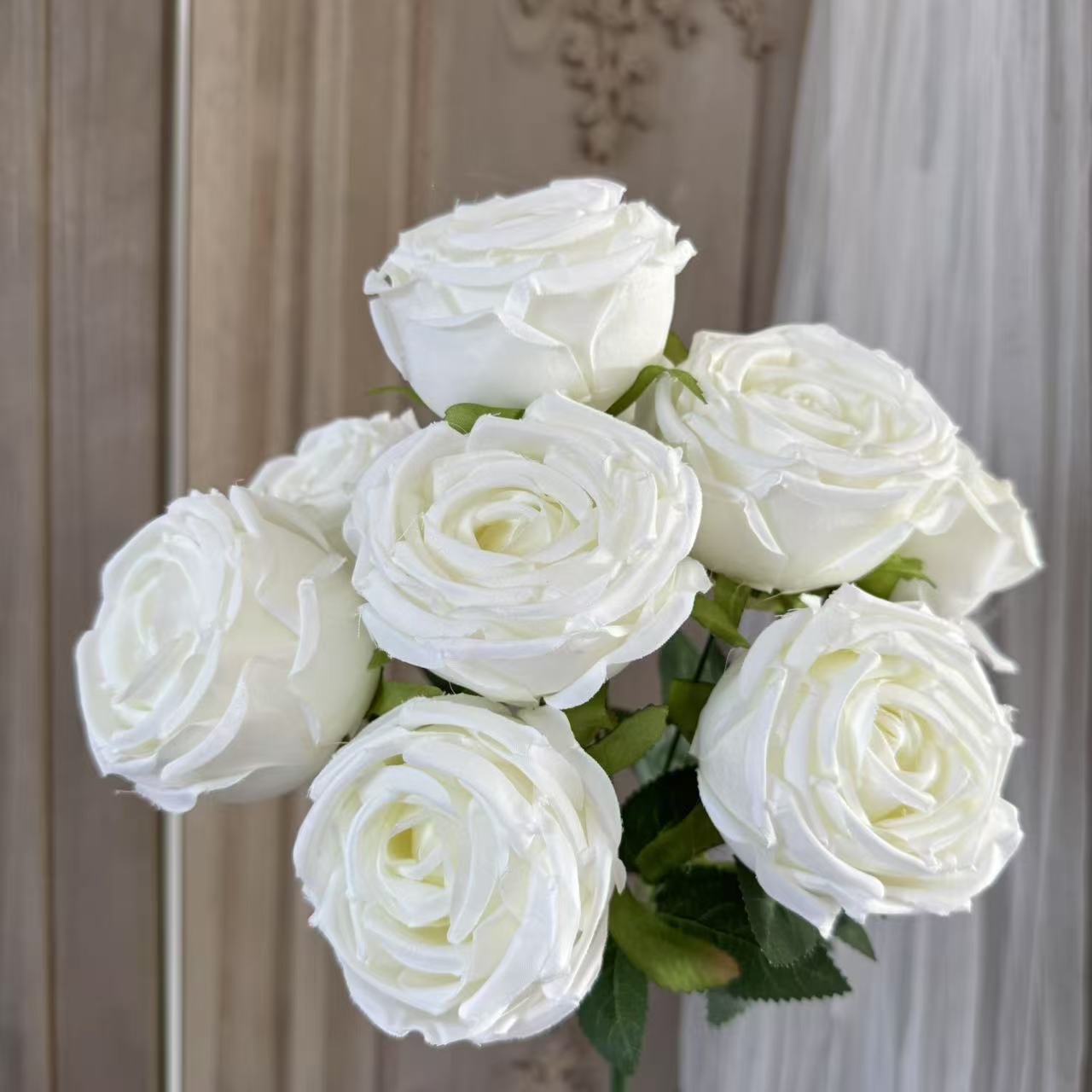 

9-Head Bundle Imperial Concubine Rose Wedding Decoration Simulation Rose Wedding Handheld Flower Hotel Party Flower Arrangement 1pc белый