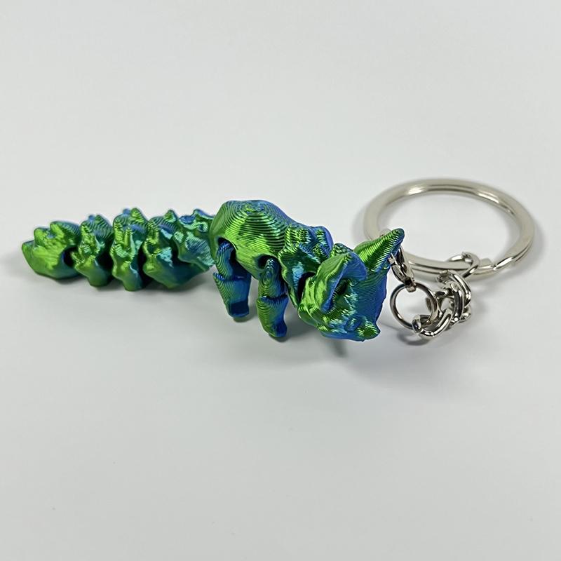 Compact Movable 3D Fox Keychain 3D Printed Colorful Articulating Keychain Toy Action Figure Collectible Desk Ornament Gifts