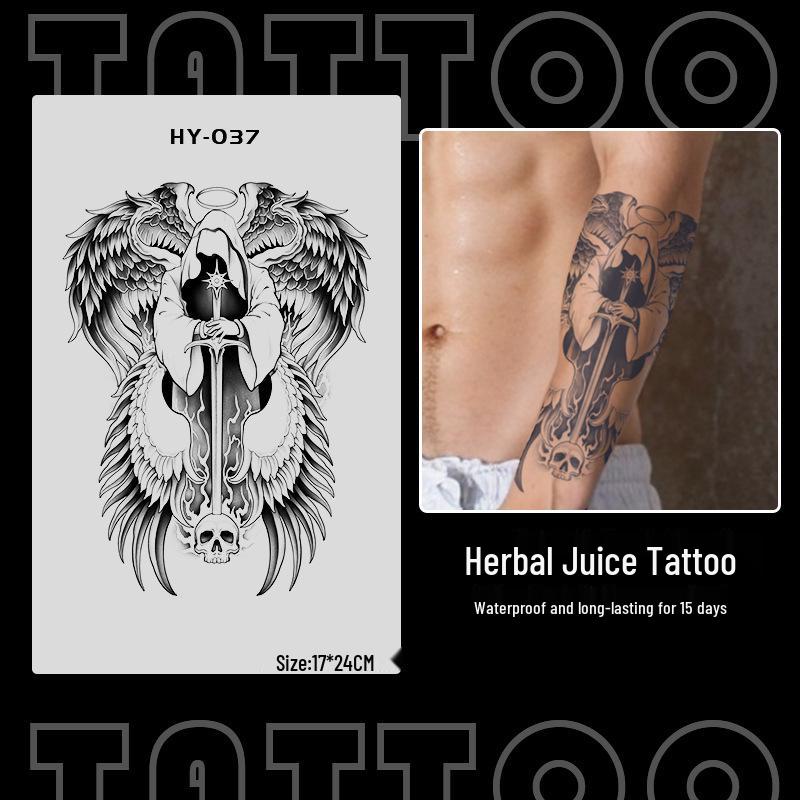 Japanese Traditional Tattoo Waterproof Sticker: Men's Long-lasting Floral Arm Pattern.