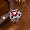 Schmuck Kupferboden Vergoldet Simulationsfarbe Schatz Korund Temperament Punkt Ring Damen 8 * 8
