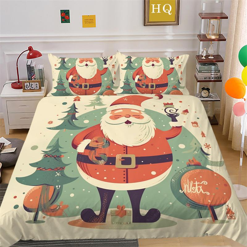 Christmas Gift 3D Printed Polyester Pillowcase Quilt Cover Two Or Three-Piece Set Is Available