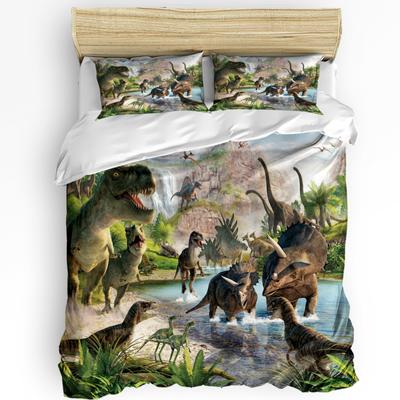 Cartoon Dinosaur Duvet Cover with Pillow Case Custom 3pcs Bedding Set Quilt Cover Double Bed Home Textile