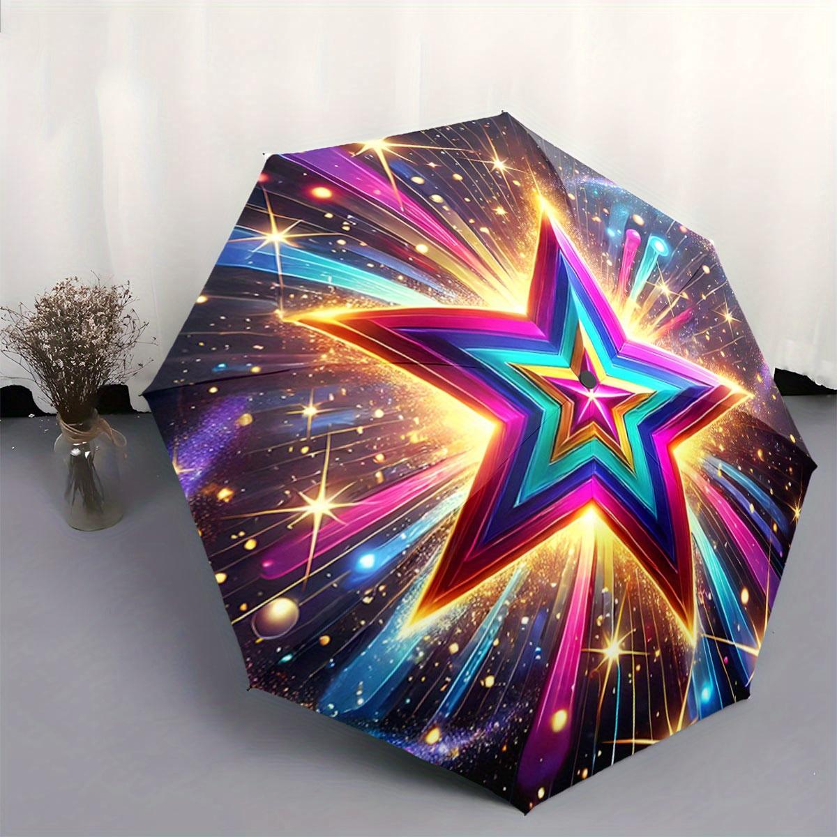

A Folding Umbrella That Opens Automatically Featuring a Lively Starburst Design in Multiple Colors. It S a Compact And Portabl