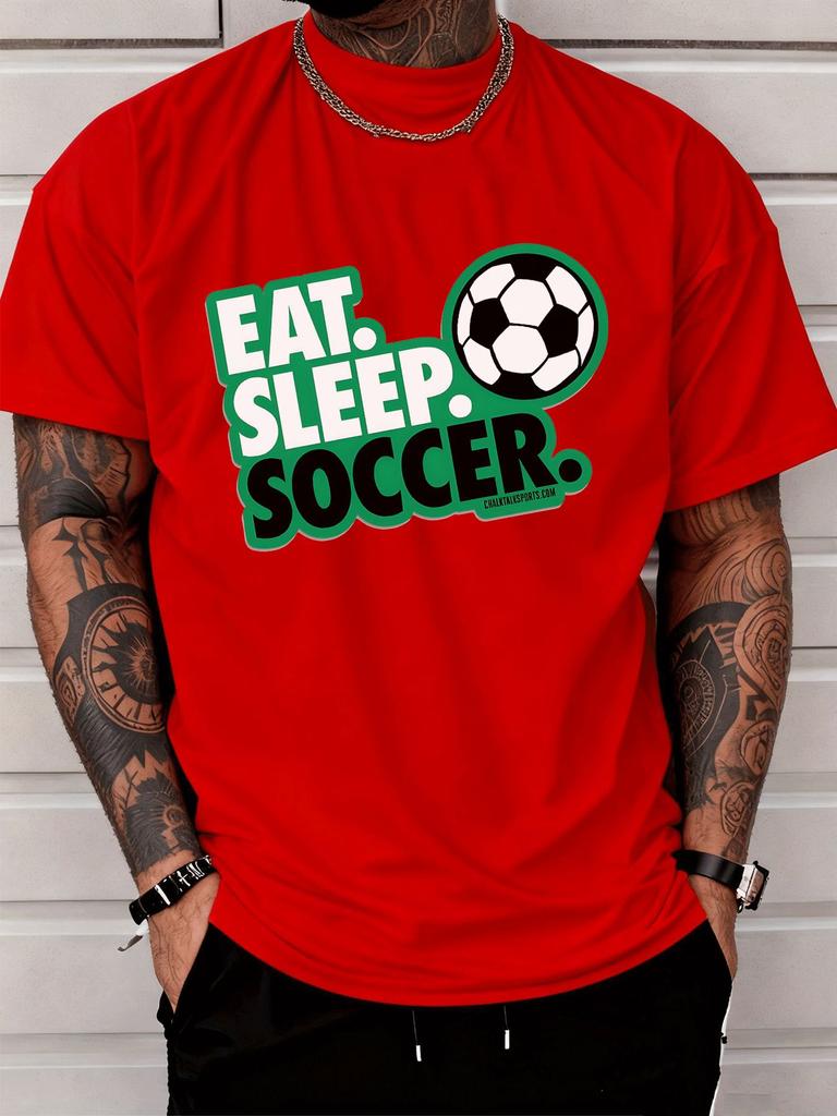 Unisex Black Crew Neck Tee Soccer Football Slogan Print Loose Oversized Short Sleeve Unisexs Streetwear Summer Casual Basic Top