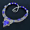 Lapislazuli 925 Sterlingsilber Halskette Tibetanische Silberkette Böhmische Antike Halskette Handgefertigter Schmuck Nepalesische Halskette Geschenk für beste Freunde