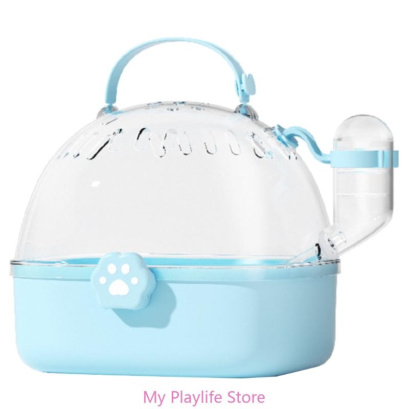 Hamster Outdoor Carrier Cage Portable Hamster Cage with Clear Large Flip Cover for Hamster Bird Carrying Pet Supplies