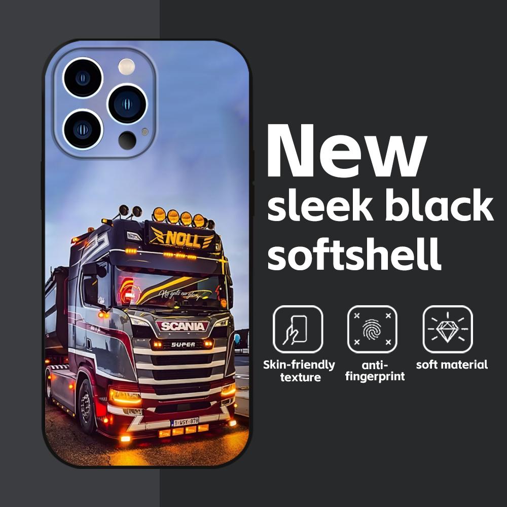 S-Scania TruxES Phone Case For iPhone 16 16e 15 14 13 12 11 Plus Mini Pro Max Soft Black Shockproof Cover