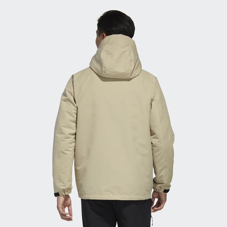 Adidas 3-In-1 Down Jacket with Detachable Hood and Multiple Pockets Men Outerwear Prairie-Brown GP2917