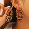Retro Leopard Print Oval U-Shaped Earrings for Women Ladies Sexy Charming Style Temperament Earrings Party Jewelry Accessories