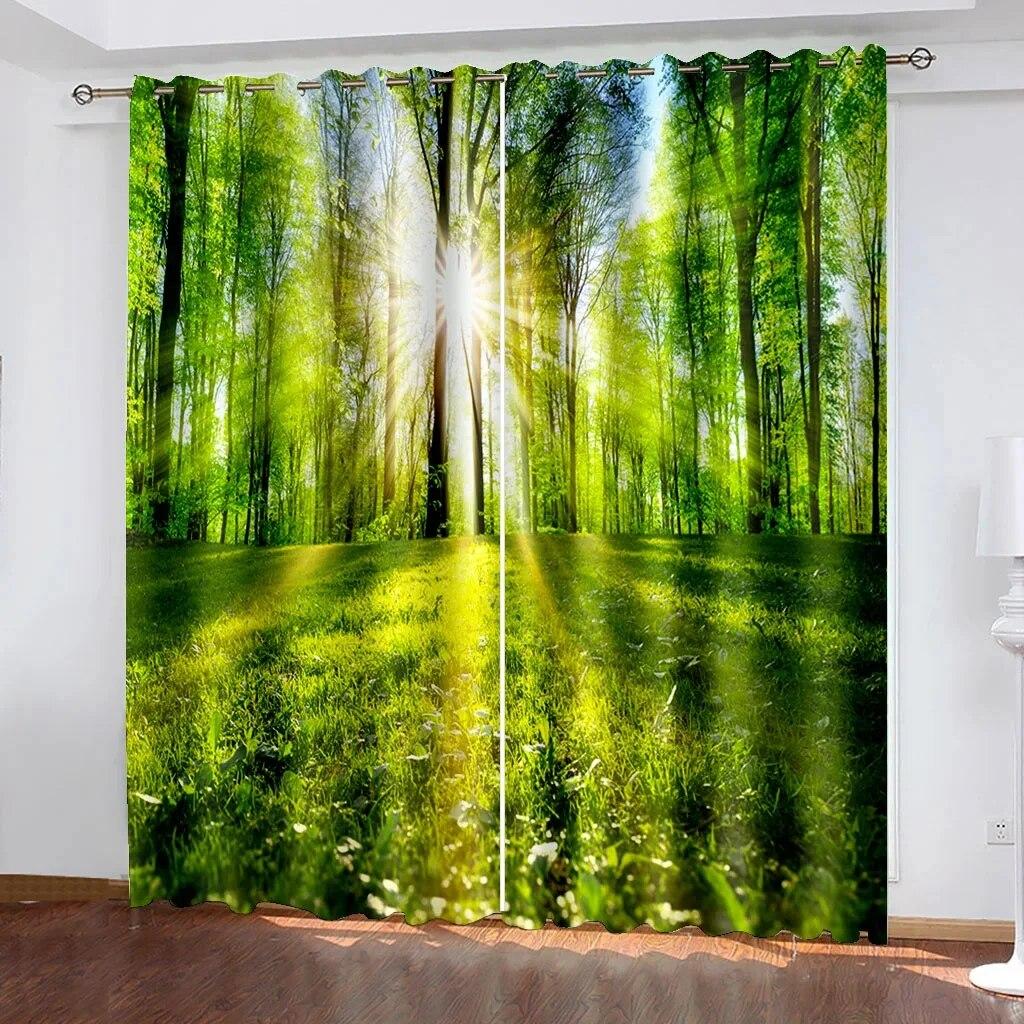 Natural Seaside Scenery High Blackout Curtains Landscape Modern  Drape For Living Room Bedroom Curtain Home Kitchen Curtain New