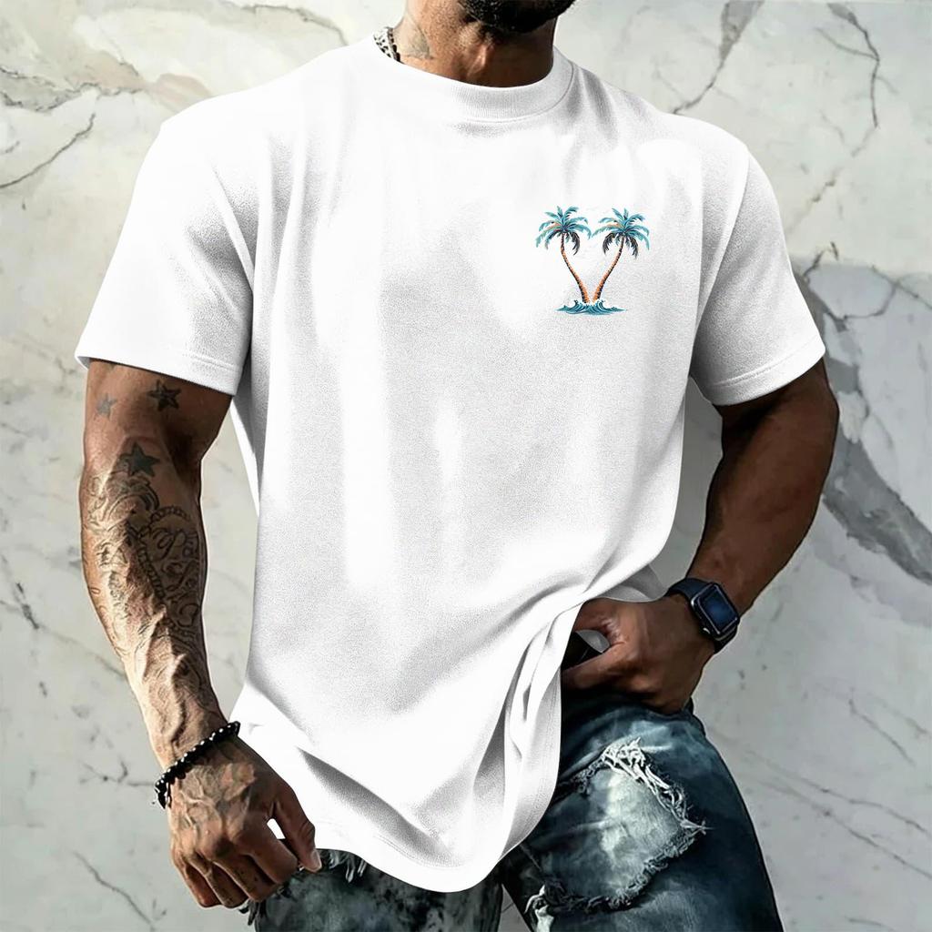 Men's Vintage Texture Print Short Sleeve T Shirt Loose Fit Casual Summer Daily Wear Crew Neck Top