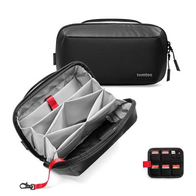 tomtoc Gadget Pouch Accessory Large Compatible with MacBook Mobile SD PC Multipurpose Ideal for Business and Home Black Bag, Capacity, Adapter,