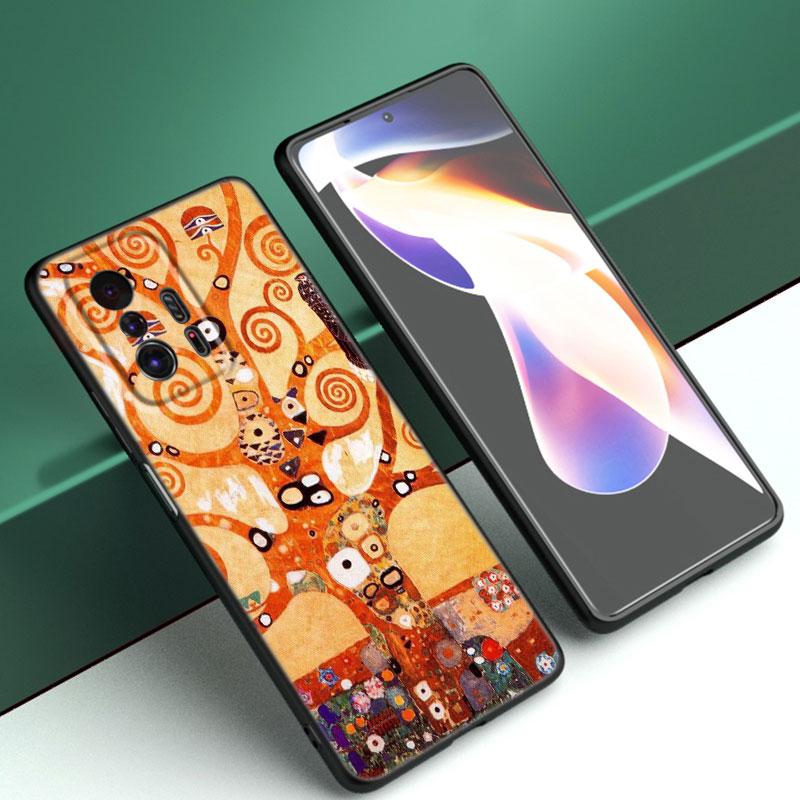 Custodia per telefono in silicone nero con arte Gustav Klimt Il Bacio per Xiaomi Mi 9 SE 8 10T 11 12 13 Lite 9T 11T 12S 12T 13T 14 Pro 5G NE 11i 12X