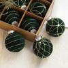 9pcs Flocked Christmas Hanging Balls Glitter Xmas Tree Ornaments  Holiday Festival Party