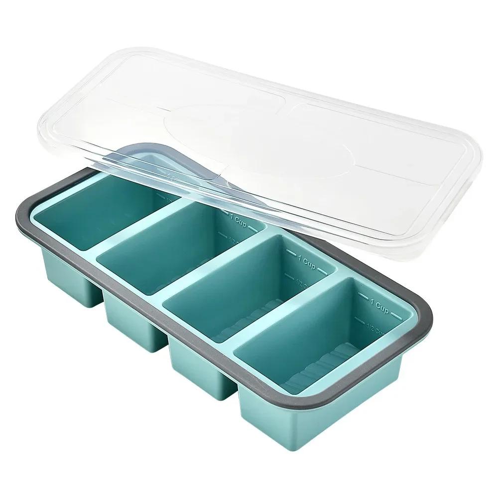 Large Ice Cube Freezer Molds-Soup,Silicone Freezer Tray with Lid Sauce,leftovers,Homemade Meal Prep Freezing Storage Containers