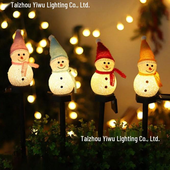 Waterproof LED Solar Christmas Lawn Lights: Santa & Snowman Decorations for Outdoor Courtyards