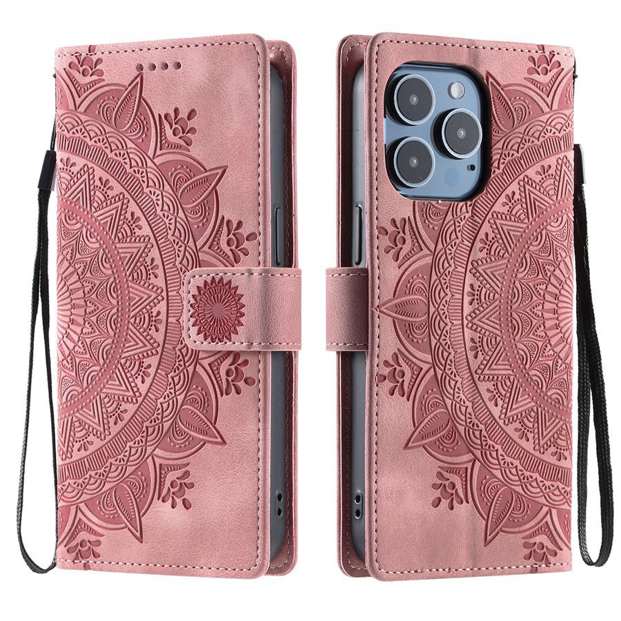 

Чехол-кошелек с тиснением Tribal для iPhone 16 15 14 13 12 11 16e 13 Pro Max 14 Plus X XR 7 8 SE с фоторамкой и подставкой iPhone 15 Pro Max розовый