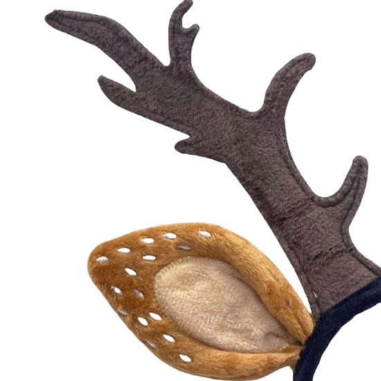 Reindeer Antlers Headband for Women Adults Plush Deer Ears Headpiece Reindeer Horns Costume Accessories for Halloween Christmas Party Cosplay Supplies