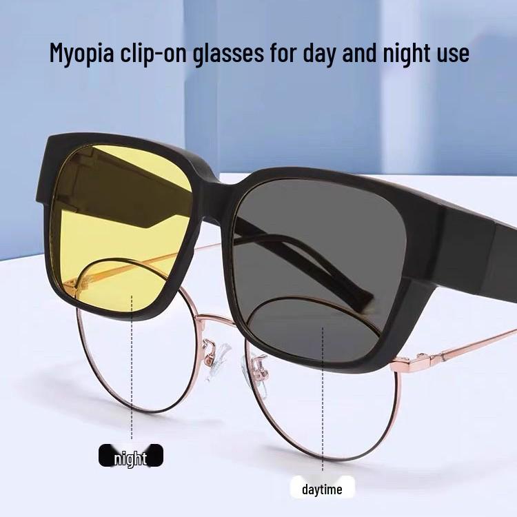 Men's Anti-Glare Day & Night Vision Clip-On Driving Sunglasses