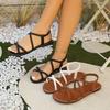 Sexy Cross Bandage Women's Sandals Summer New Weaving Beach Vacation Fashion Flat Sandals Female Casual Open Toe Shoes
