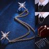 Double Layer Chain Shirt Collar Pin Metal Lapel Pin Creative Gift Decorative Brooch