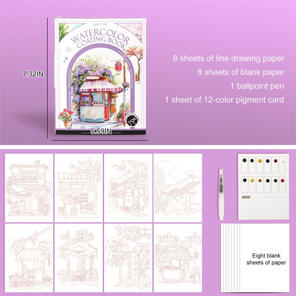 Watercolor Painting Set with 12 Colors Paint Cakes and Brush Watercolor Workbook for Adults Beginners Art Supplies Better Gifts