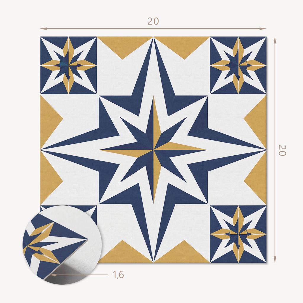 Zestaw Kafelków Winylowych Pcv Geometryczne Gwiazdy W Kwadratach 20X20X20 Cm