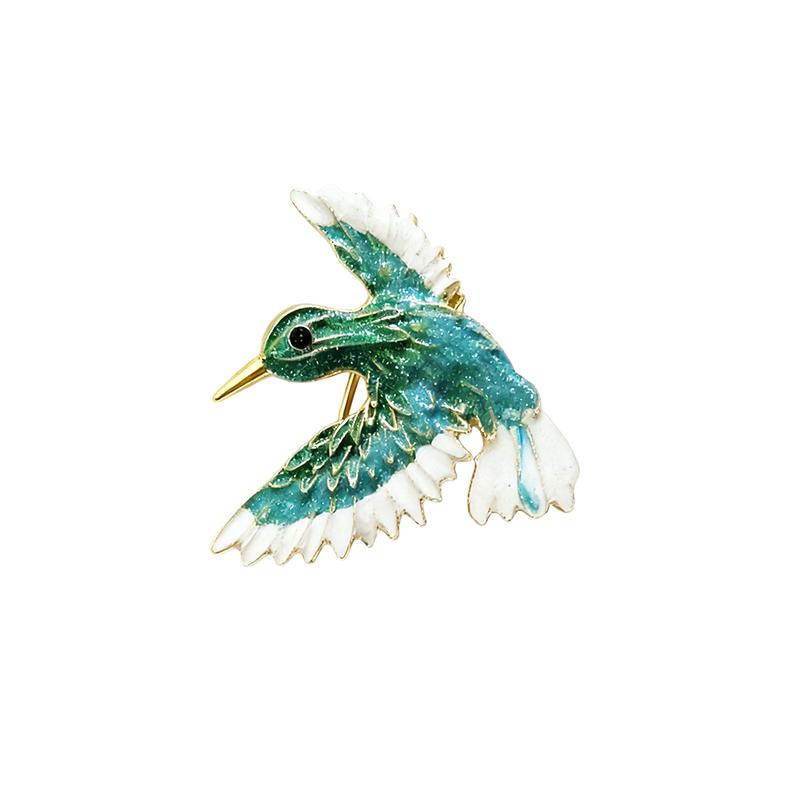 Blue Color Hummingbird Bling Brooch for Women Brooches Pin Badges Alloy Backpack Icons Girls Jewelry