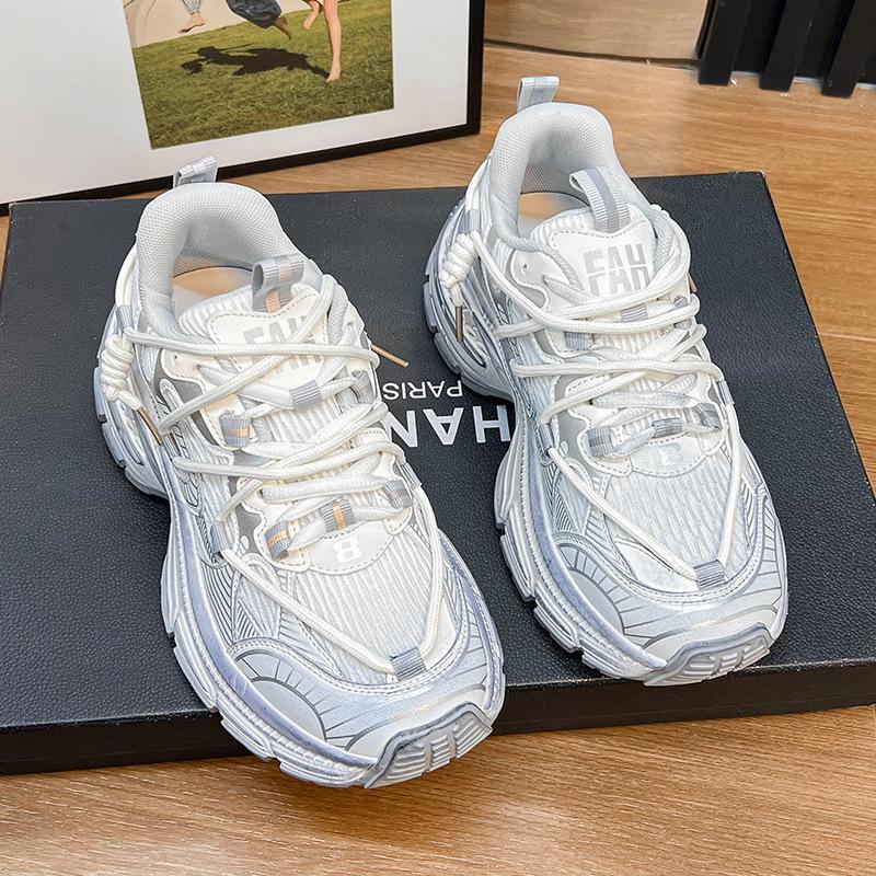 

Retro mandarin duck with thick-soled heightening shoes for women s leisure sports 40 серебряный