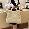 Elegant Female Square Shopper Totes Summer High-quality Straw Bag Women's Designer Large Capacity Handbag Woven Travel Beach Bag
