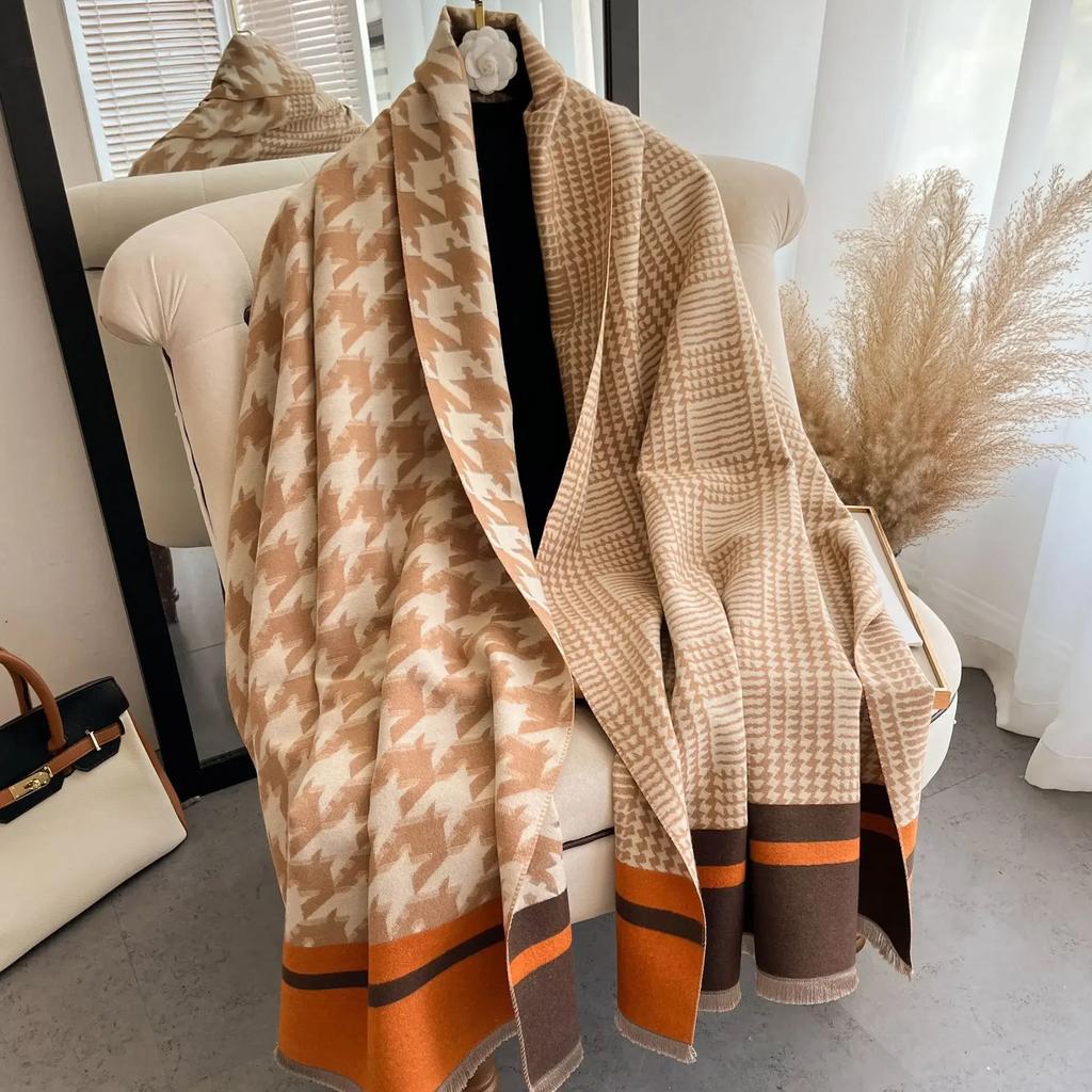 180*65 Thick Warm Winter Scarf Design Print Women Cashmere Pashmina Shawl Lady Wrap Scarves Knitted Men Foulard Blanket