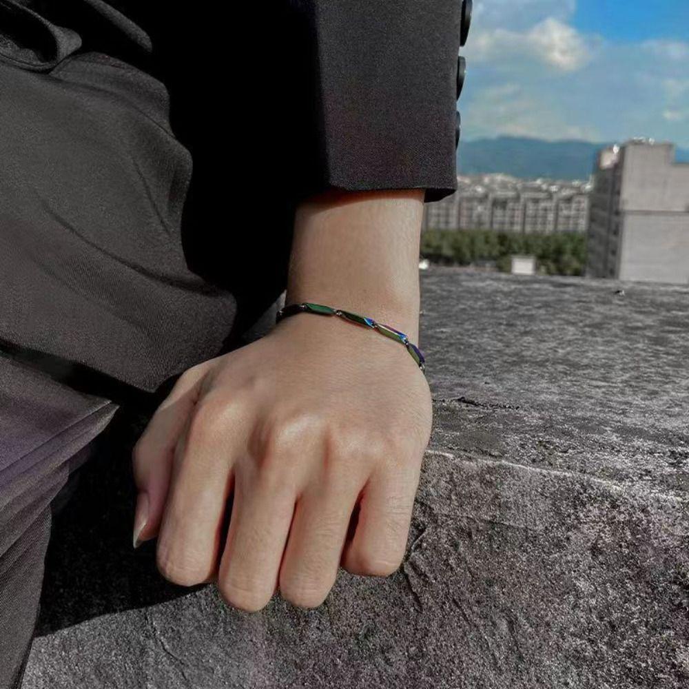 Osobnost Nerezová ocel Vynikající Kosočtvercový řetízek Korejské šperky Geometrický náramek Pánský náramek