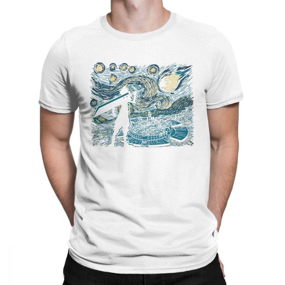 Men Starry Fantasy Van Gogh Final Fantasy T Shirts Portrait Vincent Pop Art Game Cotton Funny Short Sleeve Tees Gift T-Shirts