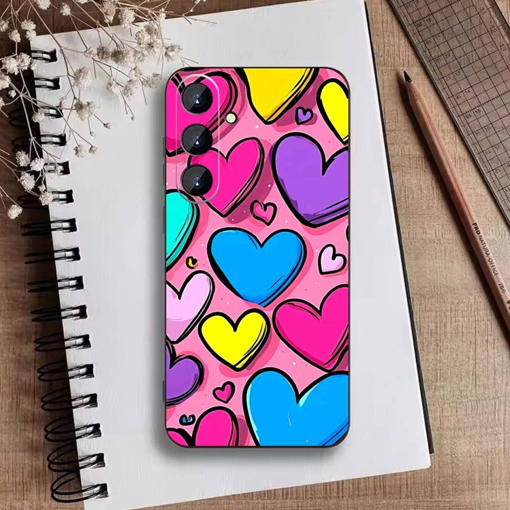 Y2K POP-Heart Phone Case For Samsung Galaxy A73,A21s,A22,A31,A52,A53,A71,A41Soft Black Shell