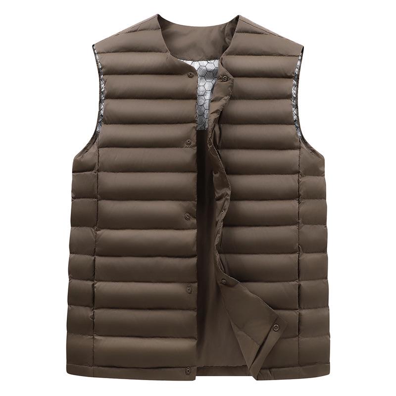 2025 Winter Men's Convertible Round/V-Neck White Duck Down Short Vest
