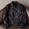 [TONGFANG] Chaqueta de Motocicleta, Chaqueta para Hombre, Chaqueta de Motociclista, Bordado, Cuero Genuino