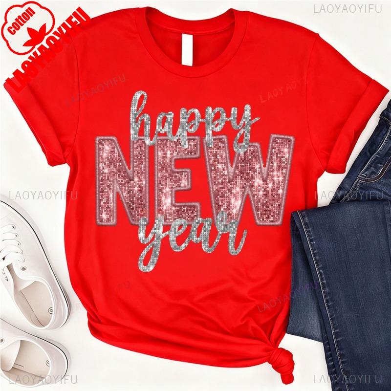 

Happy New Year 2026 New Years Eve Party Countdown Family TShirt Short Sleeve Cotton Top All Seasons Quality Casual Fashion Tee S