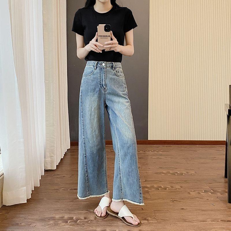 Loose Fit Plus Size Denim Pants With High Waist And Wide Leg For Summer Comfort
