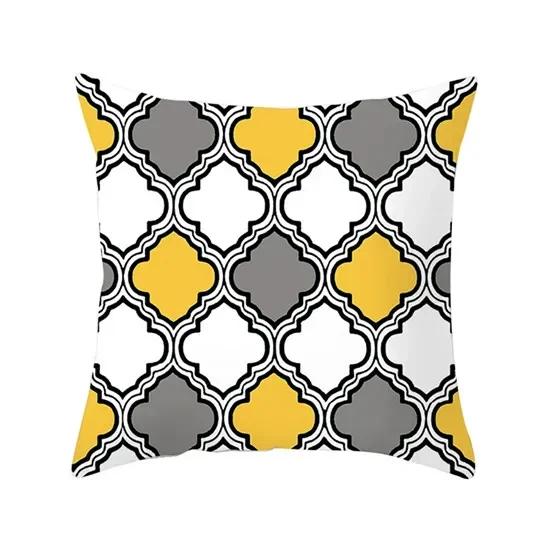 Geometric Cushion Covers Yellow Plaid Stripes Print Pillow Case For Home Chair Sofa Decoration Pillowcases 45cm*45cm