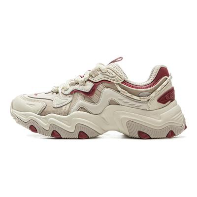 Li Ning Cat Paw Lite 2 Antidérapantes Résistantes à l'abrasion Basses Baskets Chunky pour Femmes Beige AGCV030-4